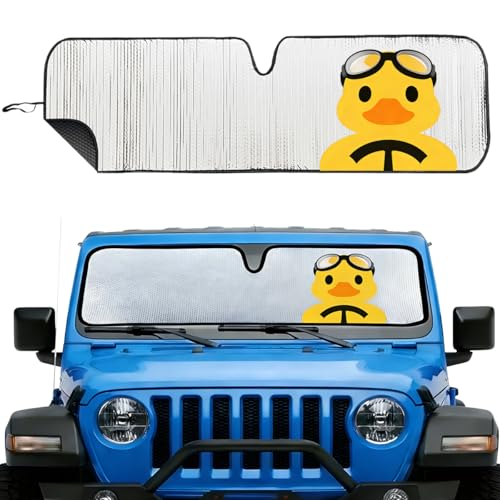 Image of Windshield Sun Shade for Jeep Wrangler TJ JK JL & Gladiator JT 2 /4 Door,Cute Duck Sun Shade,Sunshade for Jeep Wrangler Front Windshield Sun Visor