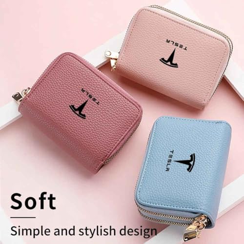 Tesla Leather Wallets, Car Logo, Fashion Wallet, Leather Women's Money Clip, Men's Card Holder, Accessories,Normal-Blue2