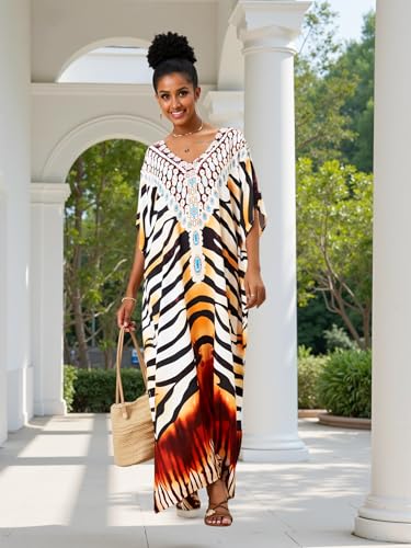 Image of Kaftan Dresses for Women Plus Size Bathing Suit Cover up Caftan Maxi Beach Dresses
