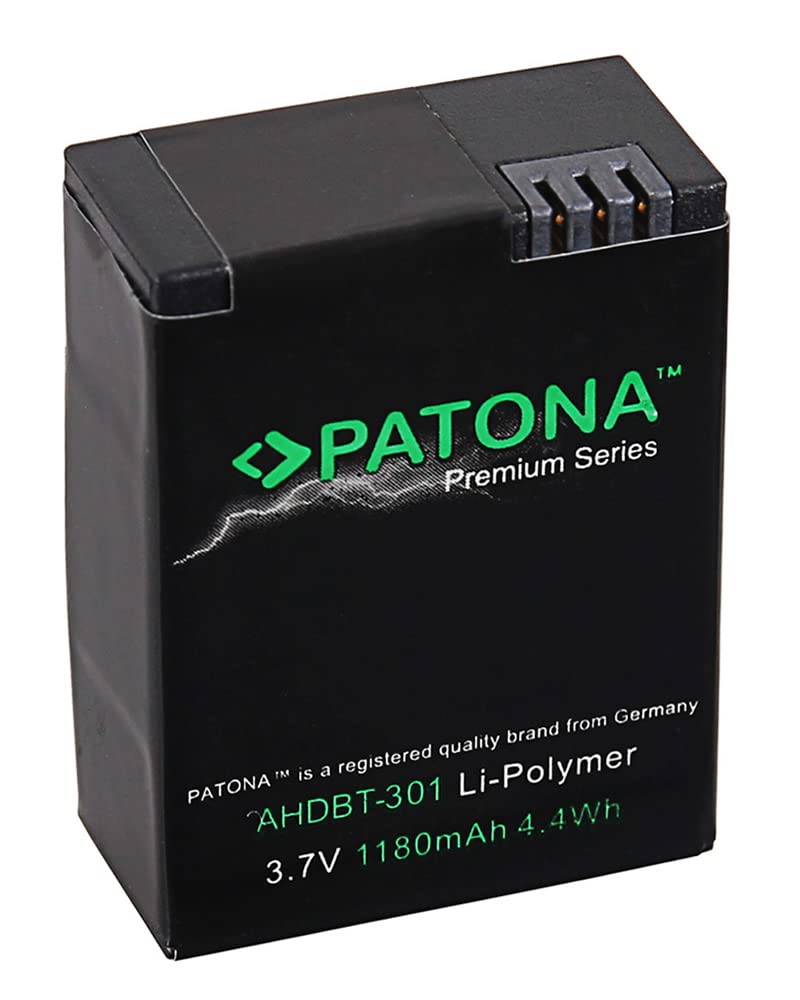PATONA Premium AHDBT-301 AHDBT-302 Batterie de Rechange 1180mAh Compatible avec Go_Pro HD Hero 3 Hero 3+ HERO3 HERO3+ Black Silver White Edition Rollei Actioncam 420 AHDBT301 AHDBT302 AHDBT 301 302
