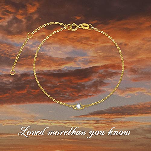 14K Solid Gold Bracelet for Women, Real Gold Thin Bracelet Cubic Zirconia Bracelet Birthday Anniversary Mothers Day Jewelry Gifts for Wife/Mom/Grandma/Girlfriend, 6.5+1+1 inch3