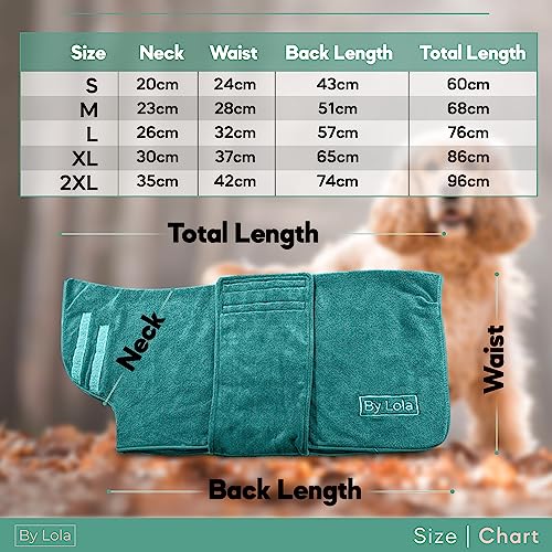 By Lola® - Dog Drying Coat and Robe, Fast-Drying Super Absorbent Pet Towelling Gown - Green (Large) - Image 4