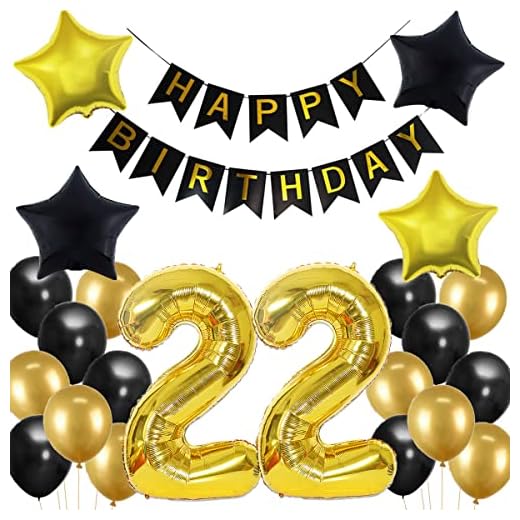22 cumpleaños decoración 22 cumpleaños decoración negro y dorado, decoración de cumpleaños 22 años hombres jóvenes 22 años decoración de cumpleaños globos 22 cumpleaños decoración