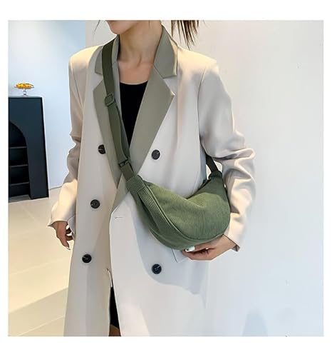 Bolsa transversal crescente, bolsa tiracolo de veludo cotelê para mulheres, mini bolsa tiracolo de v