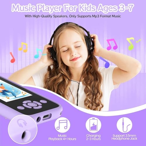 Image of Brand Conquer Kids Mobile with Digital Camera 2.4 inch IPS Screen, 1080P HD Video, 40MP Photo, Flash Light, 6 Games, MP3 Player, Type-C Port, 32GB Expandable, Silicone Cover with Rope & Cable (Purple)