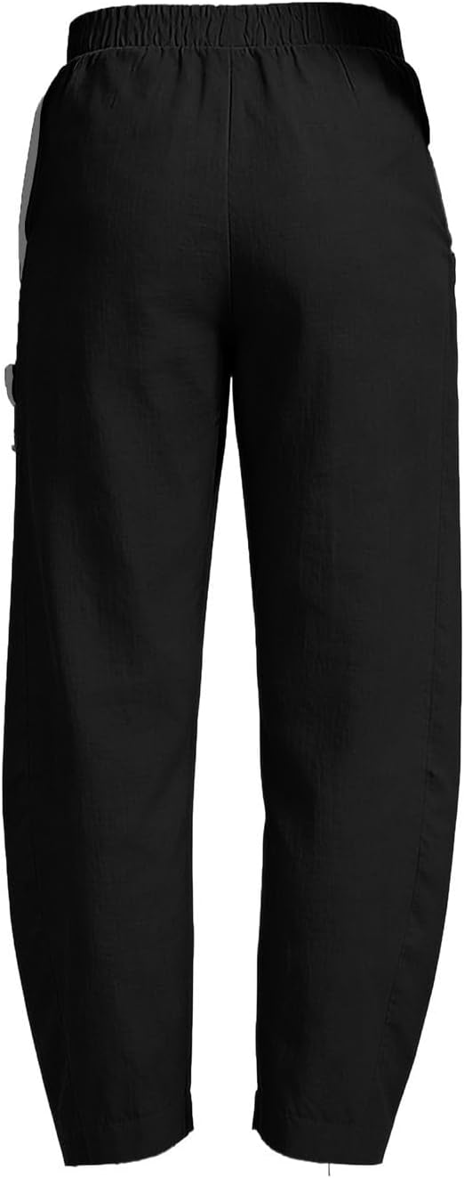 Womens Baggy Wide Leg Pants Elastic Waisted Casual Gauze Palazzo Harem Pants Summer Beach Vacation Trousers