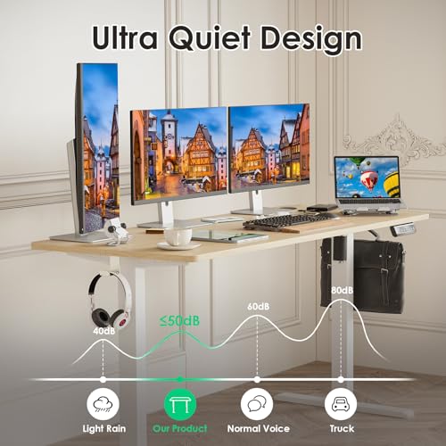 Image of STARY Electric Standing Desk Adjustable Height Sit Stand Home Office Desk with Splice Board