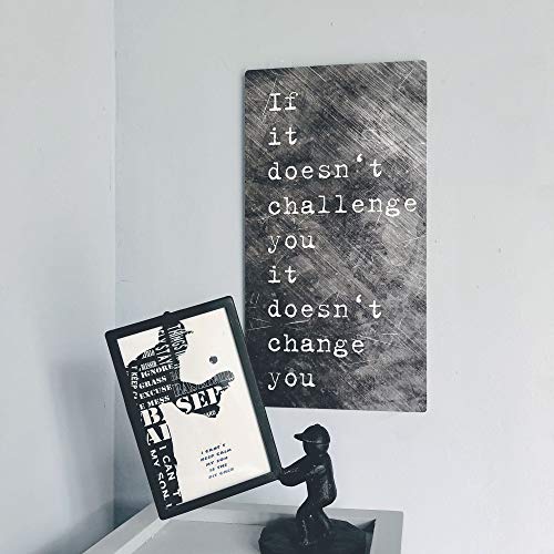 NIKKY HOME Gym Exercise Art Workout Room Decor Fitness Sign Inspirational Sports Themed Metal Wall Plaque with Quote, If It Doesn't Challenge You It Doesn't Change You - Image 3