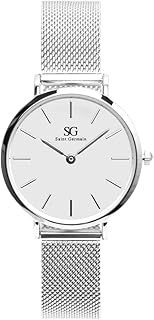 Relógio feminino pulseira prata redondo harlem silver 32mm delicado