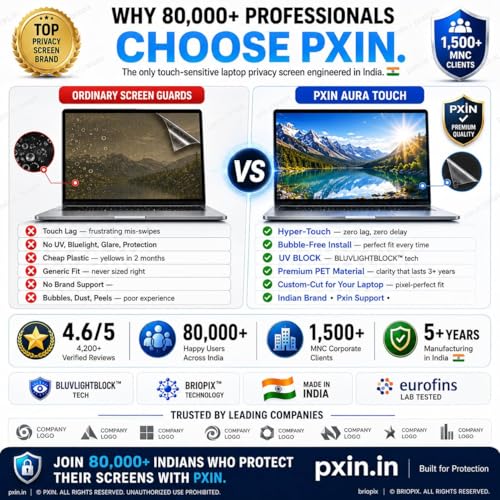 Image of Pxin 360 Pro Privacy Screen guard compatible with Surface Book 2 (15 inch) | Anti Glare | Anti UV | Anti Blue | Anti Reflection | Privacy Filter | Unbreakable Build
