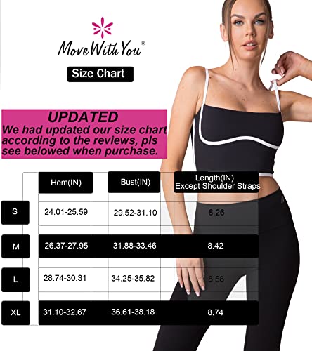 Move With You Sleeveless Spaghetti Strap Padded Sports Bra Tank Tops Square Neck Double Layer Workout Fitness Basic Crop Tops(Black,L) #TOP5