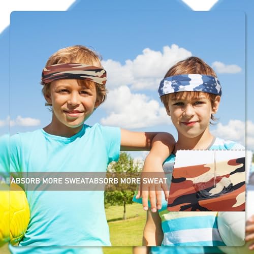 4 Pieces Kids Sports Headbands Athletic Sweatbands Headband Wicking Elastic Hairband for Girls and Boys Toddler Children 6