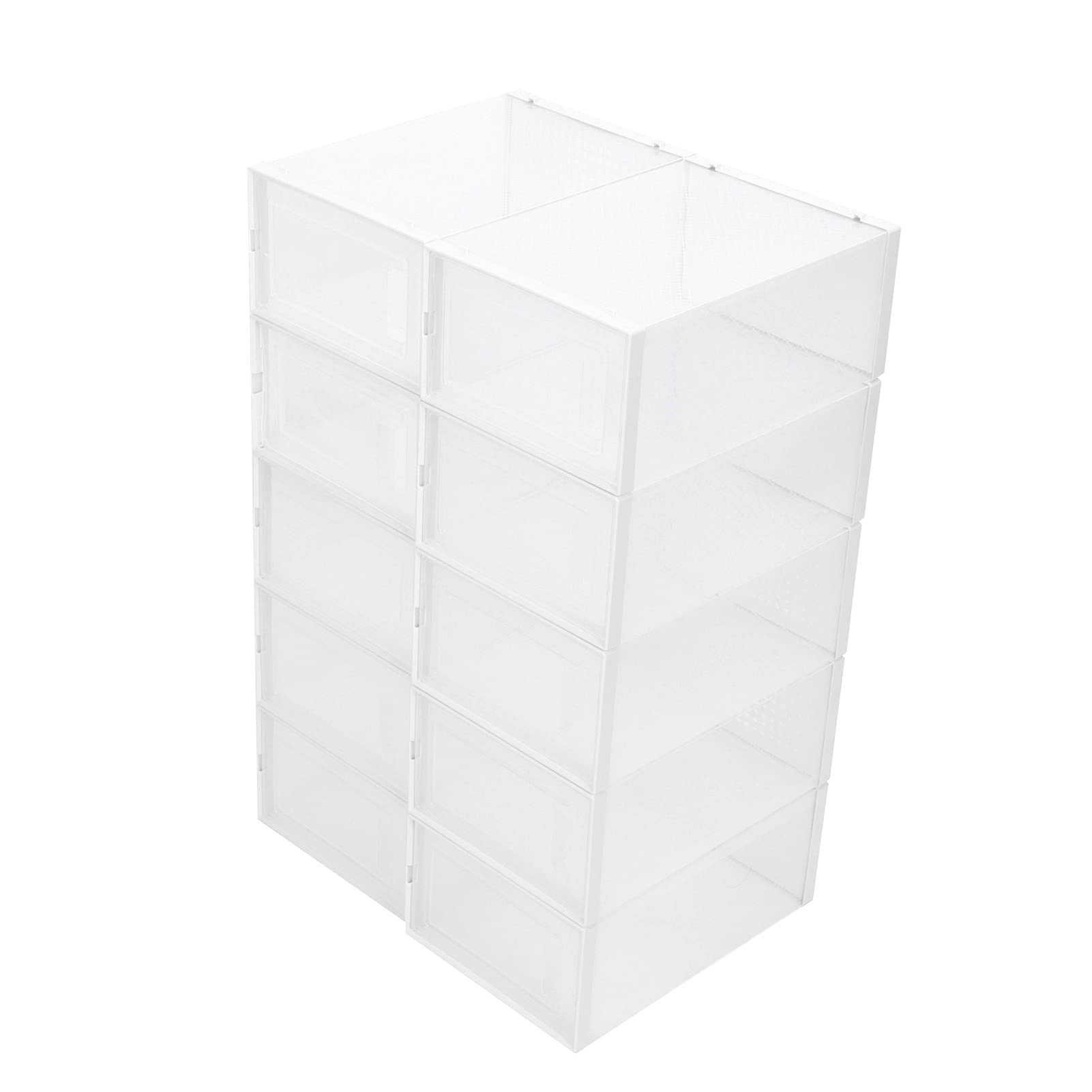 Alvinlite Caja de Almacenamiento de Zapatos con Tapa Caja de Almacenamiento Plegable Caja de Zapatos de plástico Transparente 10 Piezas Caja