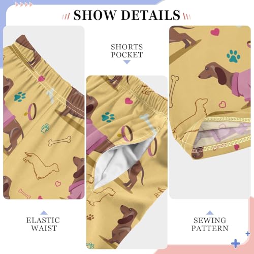 Boys' Pants Animal Dog Dachshund Cute Long Bottoms Jogger Pants Elastic Waist Trousers with Pockets S-XL4