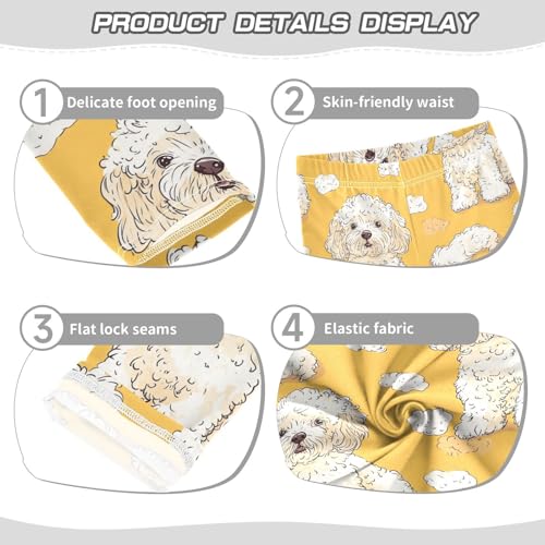 Hand Drawn Poodle Girls Leggings,Workout Leggings for Girls Toddler Athletic Legging Size for 3-10T3