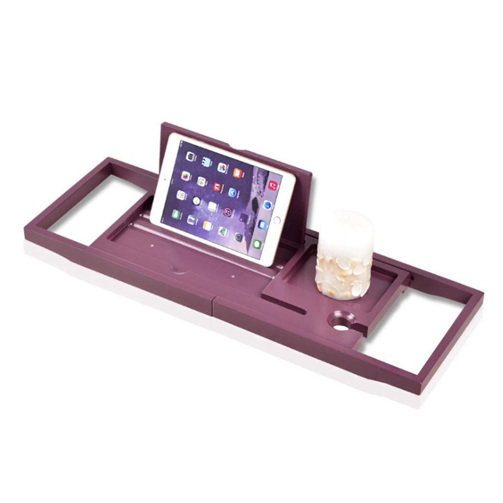 Estante para bañera, Bandeja de baño, bañera de Ducha Caddy con Soporte para Bandeja de Libros, estantes de baño, Soporte de Almacenamiento para baño, Soporte para Bandeja, púrpura