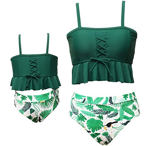 Image of JerrisApparel Girls Bandeau Swimwear Set Family Matching Bathing Suit Beachwear