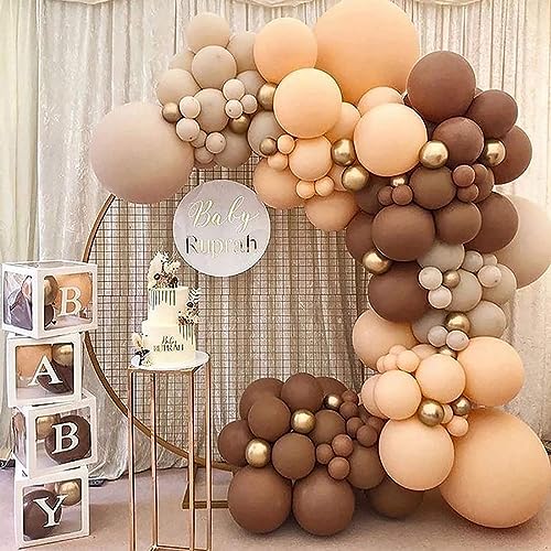 Image of KALOR 10 Inch Brown Balloons, 100 Pcs Latex Helium Balloons for Kid's Birthday Party Baby Shower Wedding Graduation Graduation Party Decorations