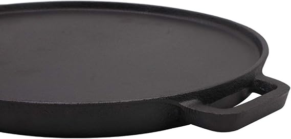 Cast Iron Reversible Griddle Plate, Double-Sided Grill Pan with Handles (30 cm)