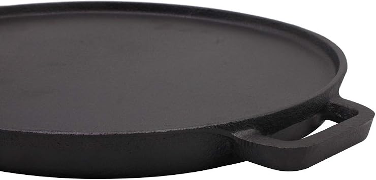 Cast Iron Reversible Griddle Plate, Double-Sided Grill Pan with Handles (30 cm)