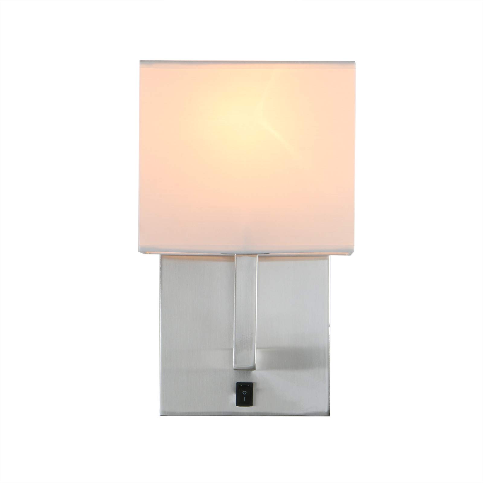 Yosoan Brushed Lighting Vintage Modern Linen Lampshade Wall Light Fittings, Beside Led Wall Lamp With Wall Switched For Living Room Bedrooms Hotel E27 Screw (Brushed)