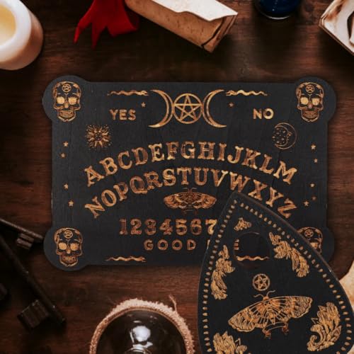 ieron Schwarzes Ouija-Brett-Set Aus Holz, Klassische Sprechbretter Mit Planchette, Metaphysisches Nachrichten-Spirit-Brett, Wicca-Geschenke Für Hexereibedarf