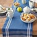 DII French Stripe Dining Table Collection Farmhouse Style Table Runner, 14x108 Inches, Blue Chambray