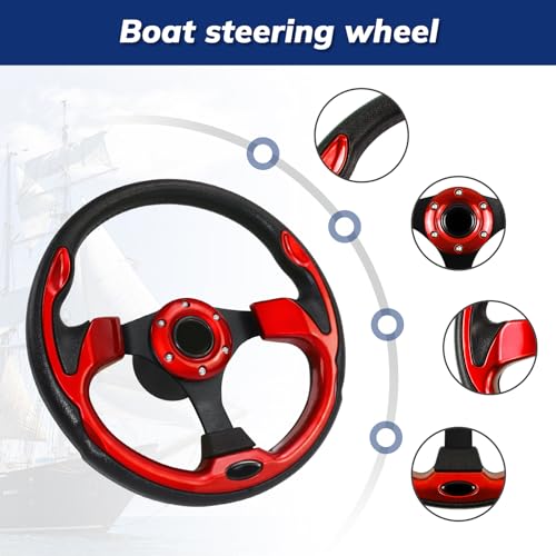 image for QYMOPAY 12.5 Inch Boat Steering Wheel with 3/4“ Axle Marine Steering