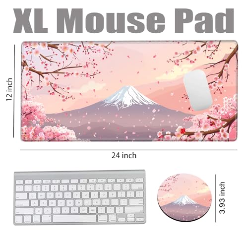 Image of Gaming Mouse Pad Cherry Blossom Desk Mat Sakura Mousepad XL Desk Pad 24x12 Computer Mat Large Mouse Pads for Wireless Mouse Office Laptop Accessories Gift