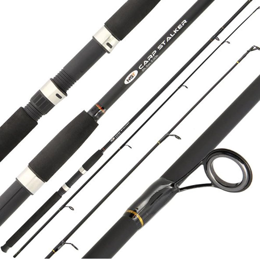 Karpfenrute aus Fiberglas 8ft / 2,40m – 2,00 lbs Carp Stalker Rute – Leichte 2-teilige Steckrute zum Stalken & Uferangeln Transportmaß 1,26 m Mattschwarz