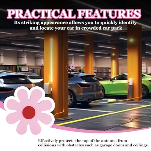 Hbxdeco Daisy Car Antenna Topper, Cute Daisy Flower EVA Antenna Ball for Vehicles, Funny Automotive Roof Toppers Decoration, Lovely Aerial Ball Mirror Dangler Car Accessories for Women Men (Pink)