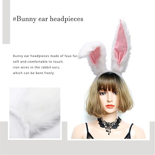 Miniatura 5 de Diademas de orejas de conejo peludas, diadema de orejas de conejo, para fiesta, graduación, cosplay, accesorios para el cabello para mujeres