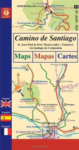 Camino De Santiago: St. Jean Pied De Port / Roncesvalles - Finisterre Via Santiago De Compostela - Maps, Mapas, Cartes (Camino Guides) [Idioma Inglés]