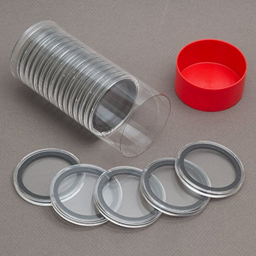 1 Airtite Coin Holder Storage Container & 20 Black Ring 40Mm Air-Tite Coin Holder Capsules For Silver Eagles #TOP3