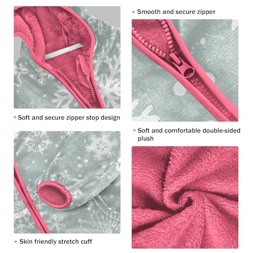 OTVEE Christmas White Gray Snowflakes Kids Hoodie Jacket Fall Spring Full Zip Warm Outwear Coat3