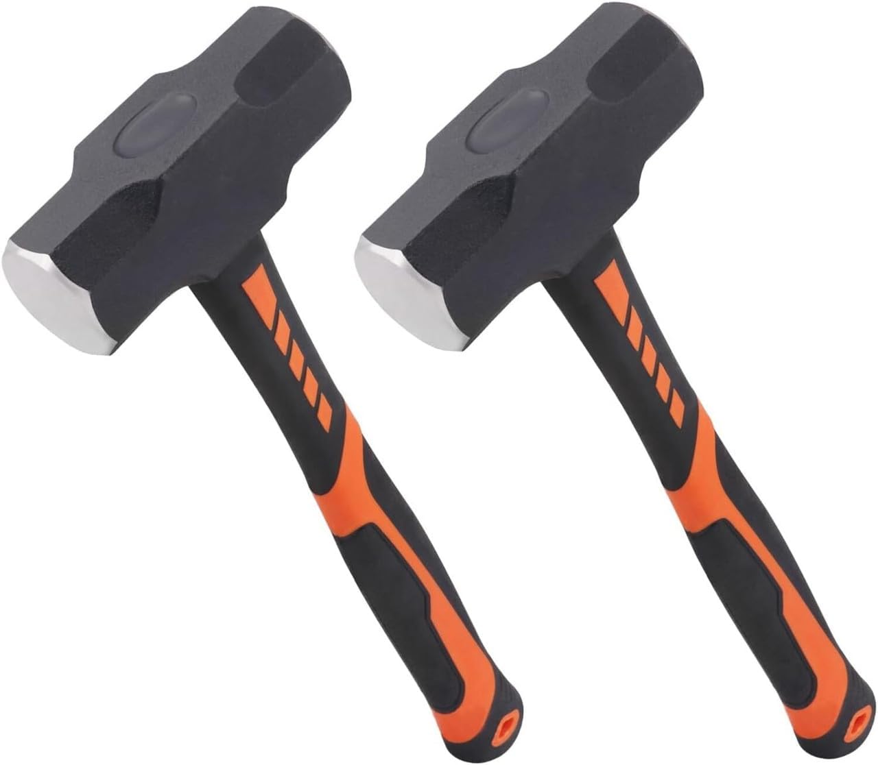 2 Pack Mini Sledge Hammer Set, Heavy-Duty Forged Steel Club Hammer with Non-Slip Fiberglass Handle for Demolition & Construction