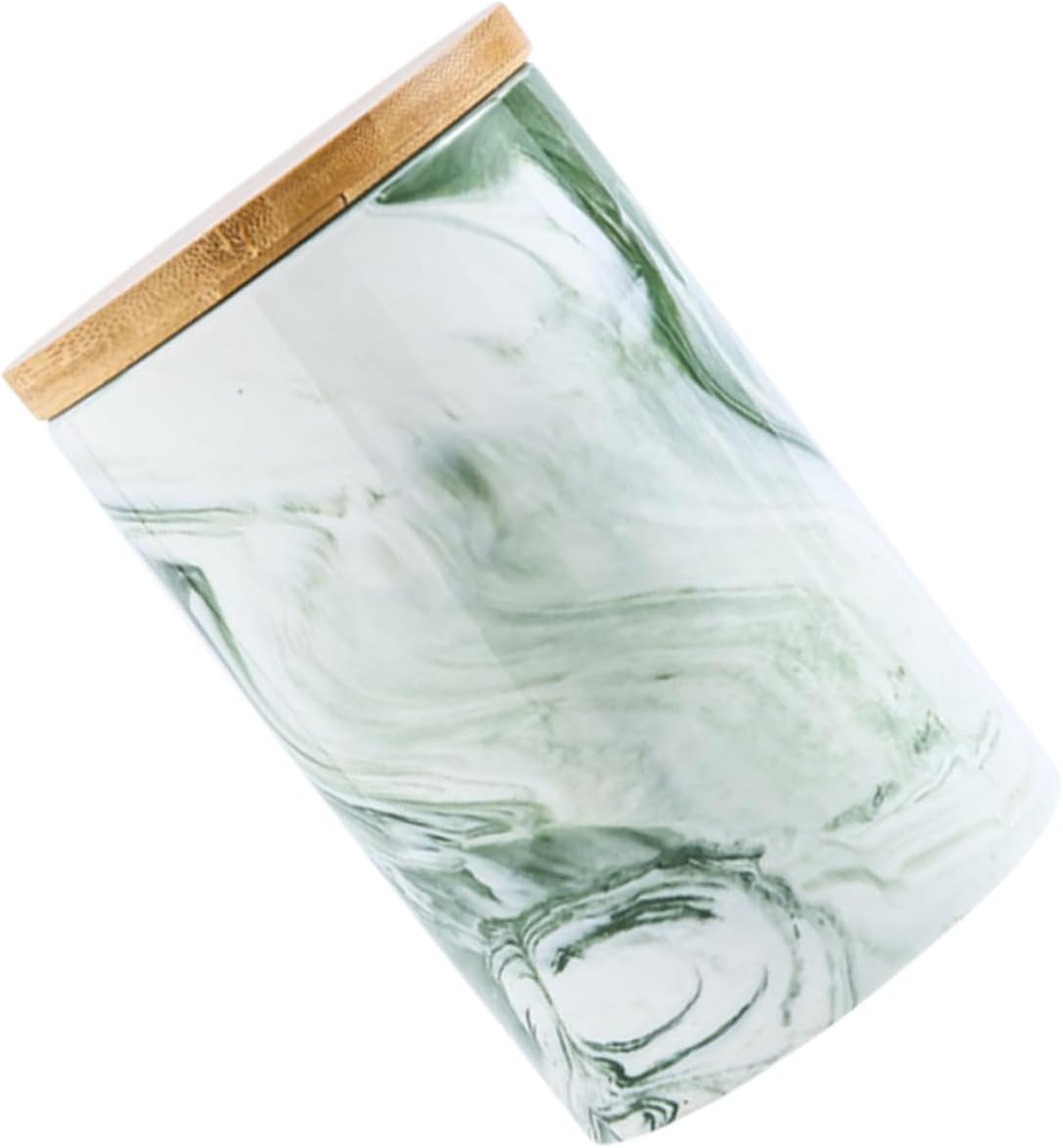 Cabilock 1pc Ceramic airtight jar Dry airtight Seal Jars Glass Candy Jars with lids Sealed Tea Canister Ceramic Food jar Kitchen Storage Container Porcelain Travel jam jar Biscuit Wood