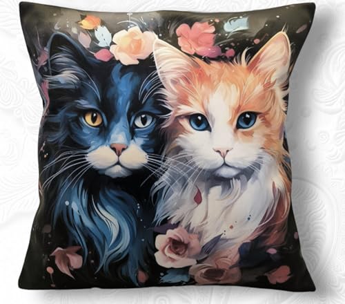 Housse de coussin velours Les 2 Chats VEL001 decoration canape - 2