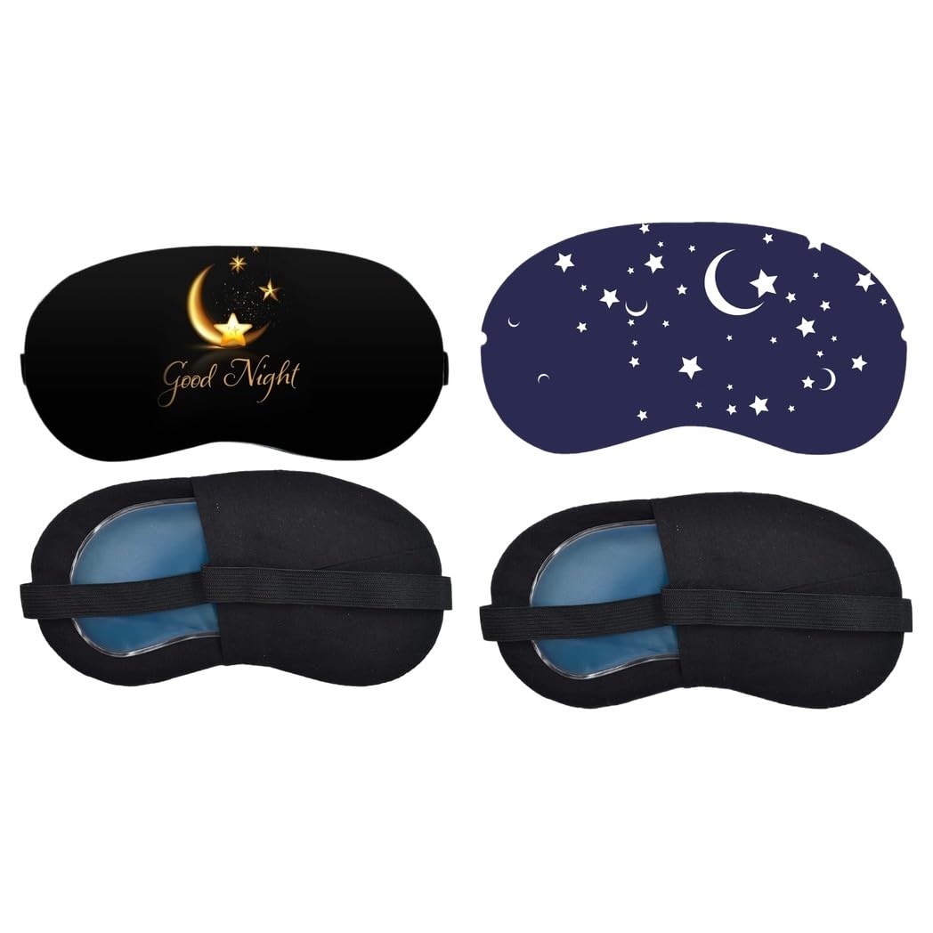 Aoxeria Golden Good Night, Moon and Stars Sleeping Eye Mask Combo, Soft Comfortable Light-Blocking Eye Cover for Women, Men & Kids, Reusable Blindfold for Night Sleep, Nap, Travel, Flight (Pack of 2)-image-33