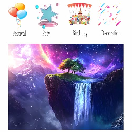 Image of Nuxovilar Floating Island Wall Tapestry Polyester 59.05x51.18 In | Glow Poster Trippy Wall Art Galaxy Decor UV Backdrop Living Room Bedroom Lounge Space Room (Floating Island)