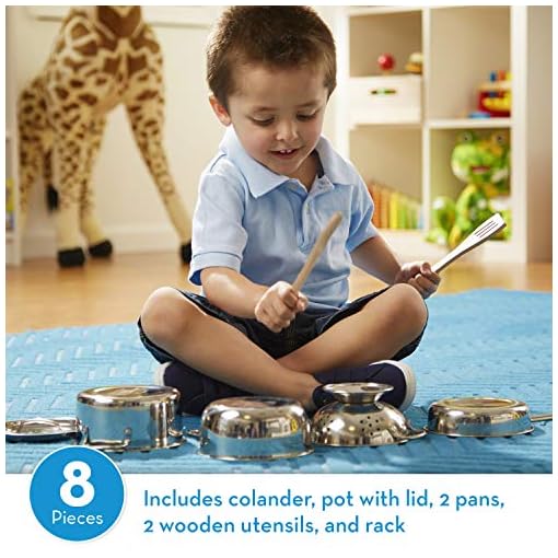 Melissa & Doug Stainless Steel Pots & Pans Play Set - Image 3