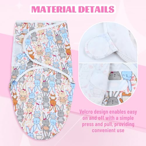 Image of Cinaci 2 Pieces Adjustable Soft Cotton Baby Swaddle Sleep Sacks Hats Newborn Nursery Caps Beanies Bonnets Swaddle Blanket Wraps for Baby Girls Boys Infants Newborns (2PCS S5)