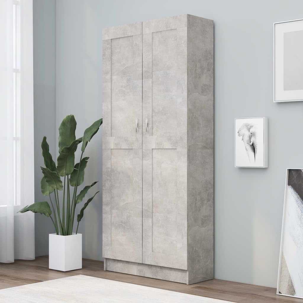 vidaXL Szafka na książki, szarość betonu, 82,5x30,5x185,5 cm, płyta