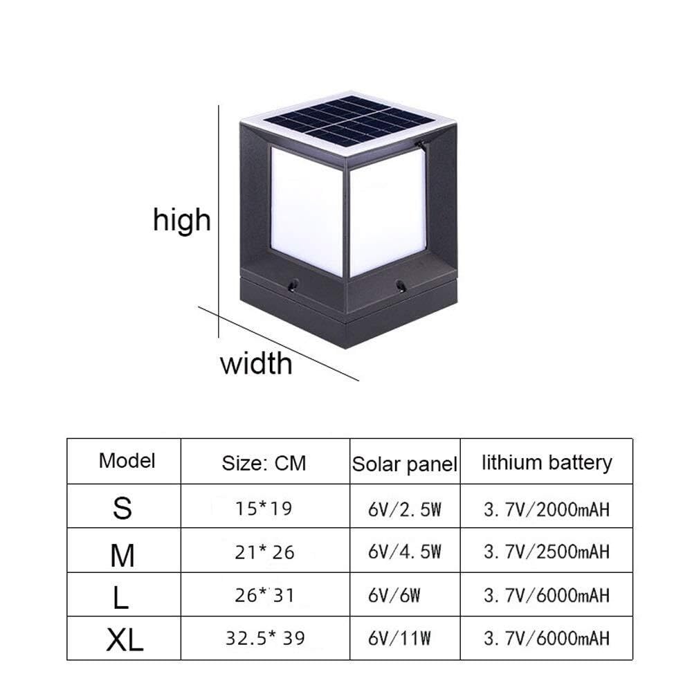 Moderne Solar-Pfostenleuchten for Landschaftsdecks, traditionelle schwarze quadratische wasserdichte Säulenlampe, Außenzaunsäulenleuchte(21 * 26cm)
