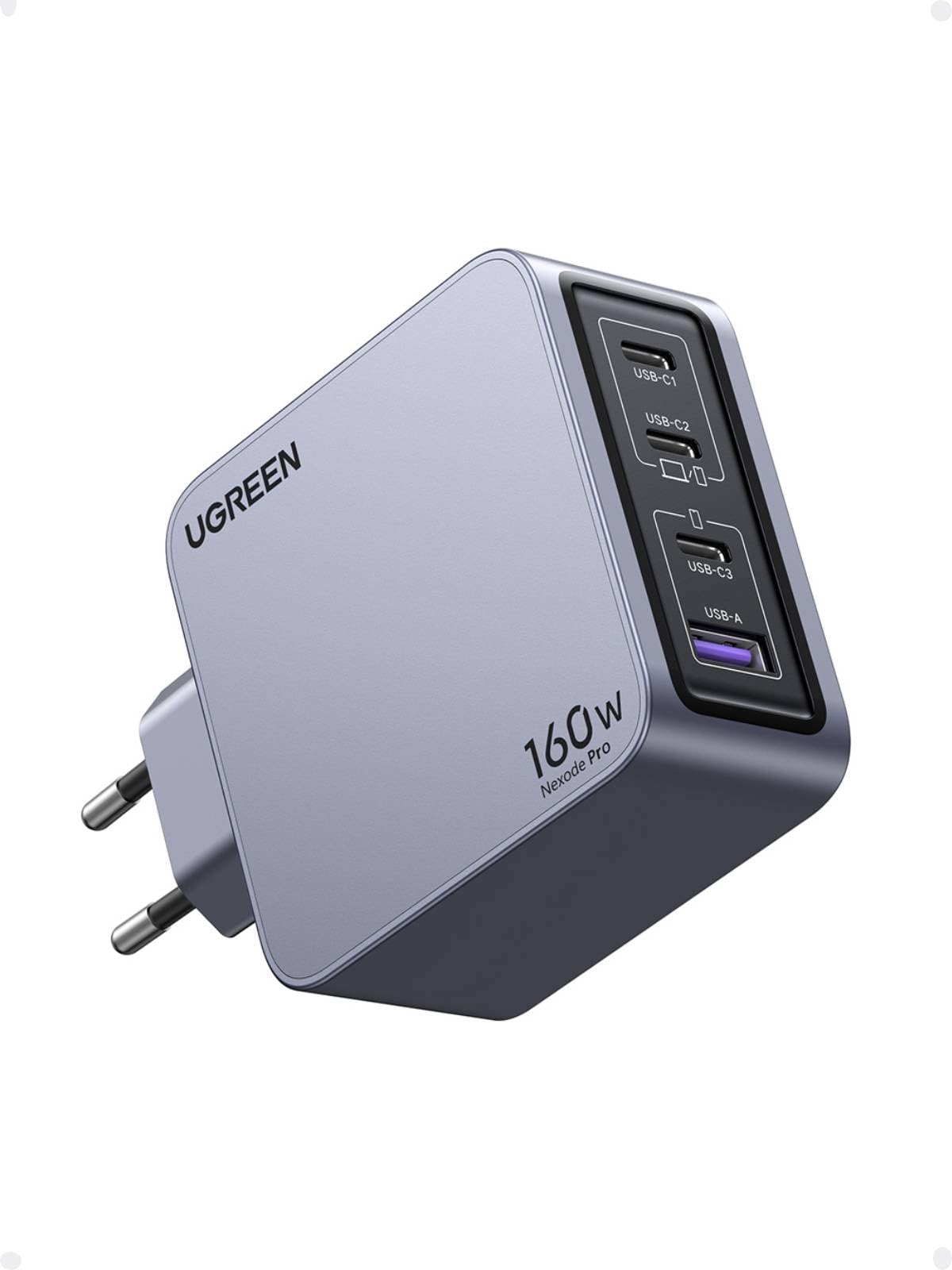 UGREEN Nexode Pro Caricatore USB C 160W GaN, Caricabatteria Type C Carica Rapido a 4 Porte PD3.1 Compatibile con MacBook, iPad, iPhone 16, Galaxy S24 Ultra, Dell XPS