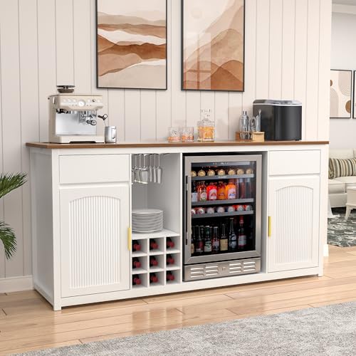 GDLF Extra Long Bar Cabinet Fridge Space, Modern Wine