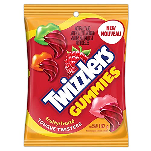 TWIZZLERS TONGUE TWISTER, Fruity Gummies, 182g/6.4 oz. Peg Bag, Imported from Canada}