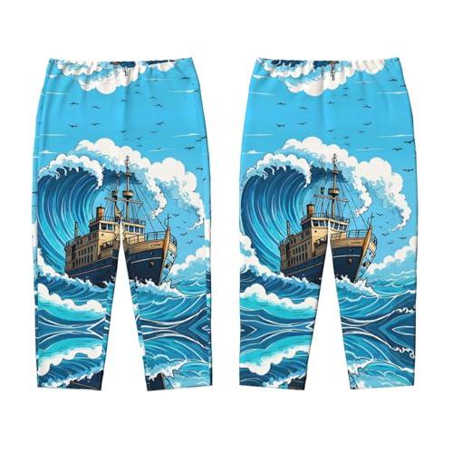 Pajama Pants Pajama Bottoms with Elastic Waistband Sleepwear Lounge Pants, Sea Sailing Boat3