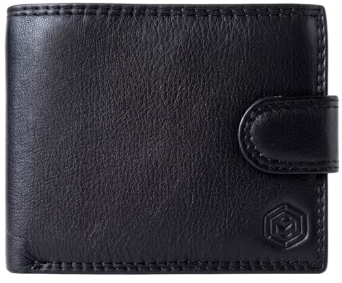 Image of MOIRENTO Men's Wallet — Genuine Black Nappa Leather, RFID Blocking, 7 Card Slots, Coin Pocket, Photo ID Window, Bifold, Trifold, Gift for Him, UK