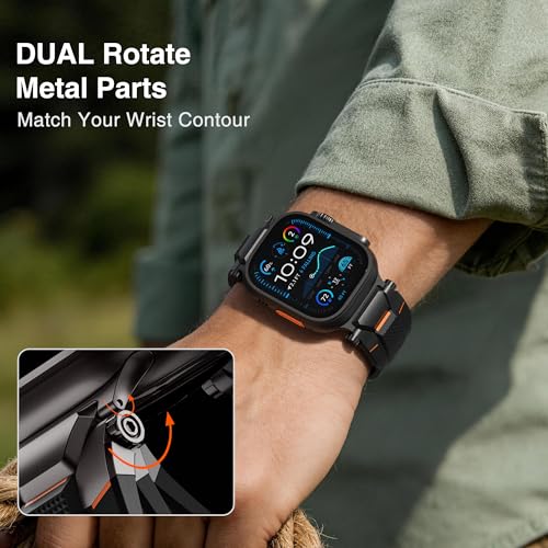 Image of ULTIMAL Rugged Band for Apple Watch Ultra 3 /2 /1 49mm, Series 11 /10 /9 /8 /7 /6 /5 /4 SE 46mm /45mm /44mm, Waterproof, Soft TPU Strap with Stainless Steel Buckle & Connectors, Sweat-Resistant, Easy to Clean, Fits 155-225mm Wrist (Black /Black)
